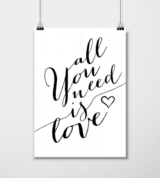 Plakat typograficzny - all you need is love Paper Story