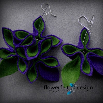FioletowoOliwkowe -Biżuteria Autorska FlowerFelt Design