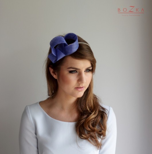 Kobaltowy niewielki stroik na głowę BOZKA Luxury Handmade