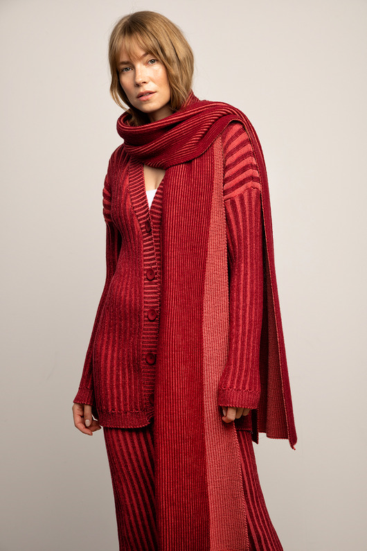 kardigany damskie Kardigan LOVE LINES Long red