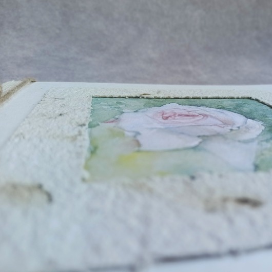 kartki scrapbooking Kartka okolicznościowa - róża. Akwarela i papier czerpany.