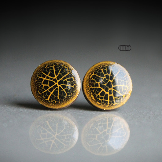 kolczyki ceramiczne Spękane 11mm/stal chirurgiczna/