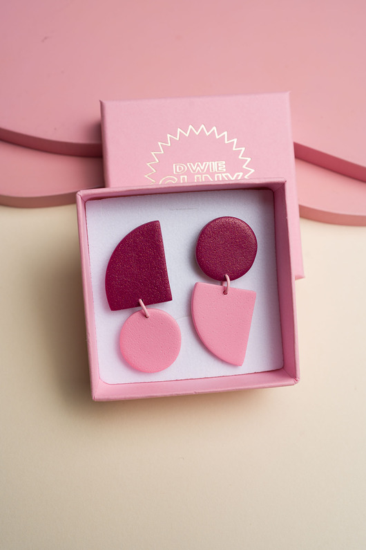 kolczyki z masy plastycznej Wiszące asymetryczne sztyfty