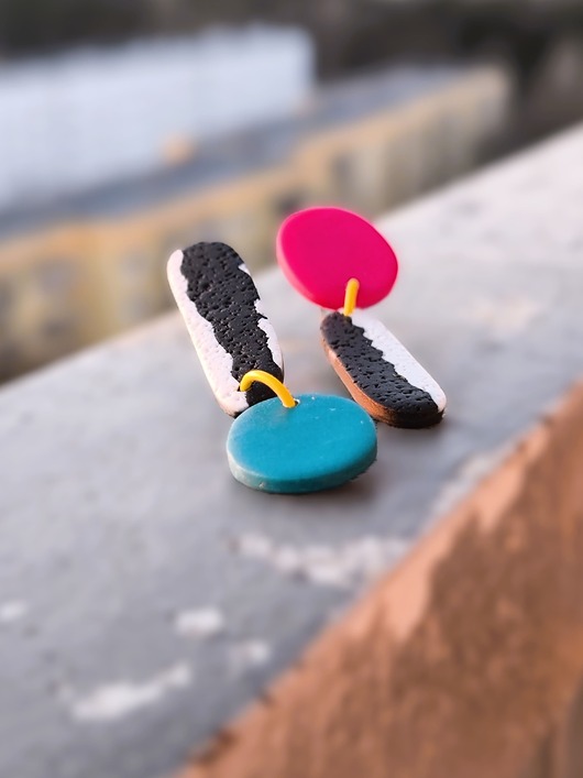 kolczyki z masy plastycznej Zabawne kolczyki I KROPKA zebra