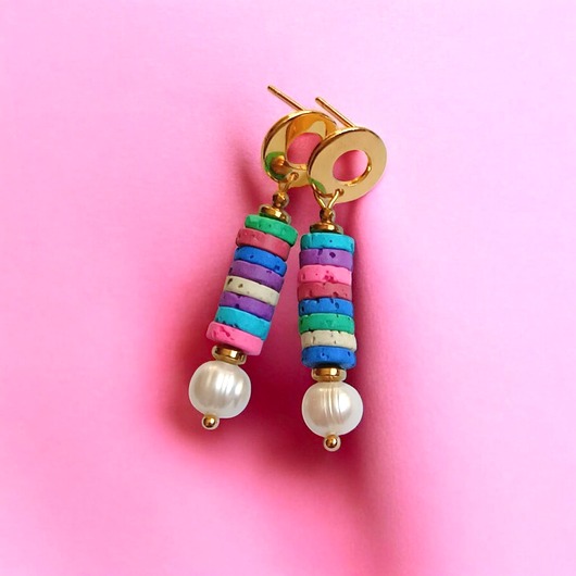 kolczyki z kamieniami Kolczyki SUMMER COLLECTION : sztyfty kółka