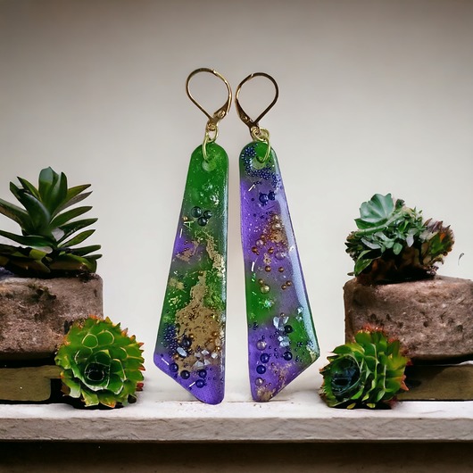 kolczyki z żywicy UNIKATOWE kolczyki z żywicy : kolekcja PICASSO : XL : slim