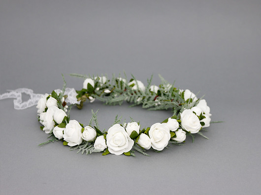 wianki komunijne Kwiatowy wianek na głowę - białe kwiaty