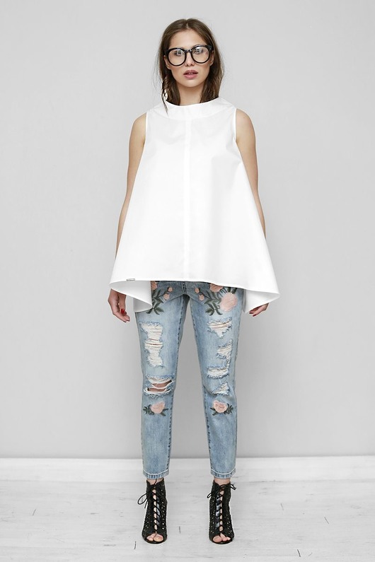 koszule damskie  Trapezowa bluzka Danielle w bieli