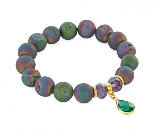 Petrol druzy agate with crystal drop. Lavoga