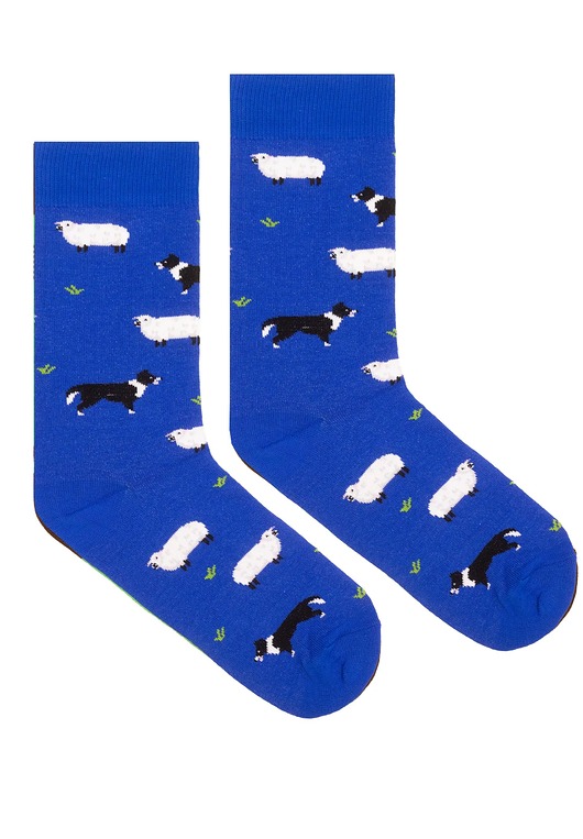 skarpetki męskie Skarpetki niebieskie owce z border coli kolorowe skarpetki we wzory Kabak