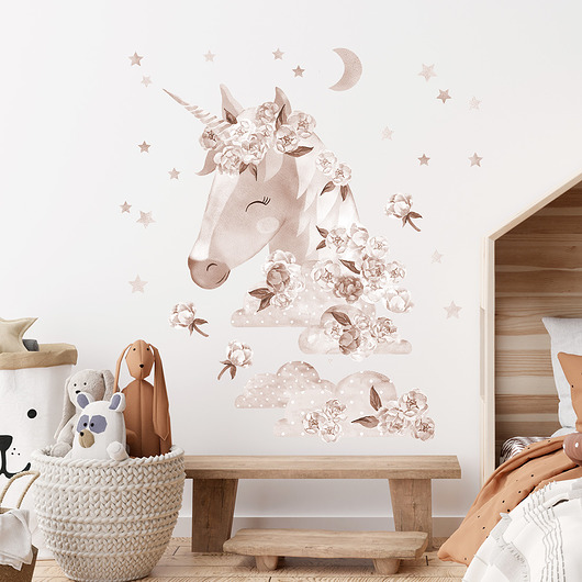 naklejki ścienne do pokoju dziecka JEDNOROŻEC BOHO - naklejka na ścianę