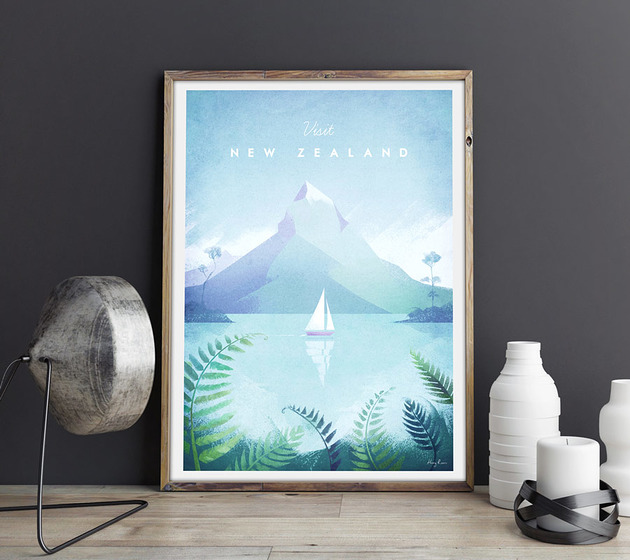 Nowa Zelandia - vintage plakat minimalmill