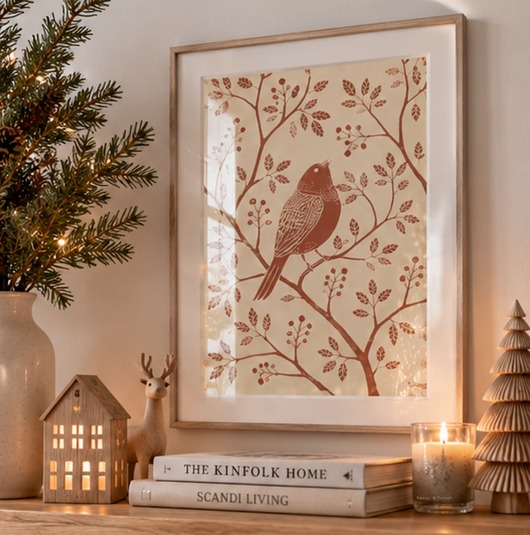 plakaty PLAKAT z ptakiem, vintage ilustracja botaniczna, dekoracja