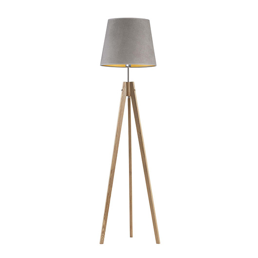 lampy podłogowe Drewniana lampa podłogowa do salonu na 3 nogach ARUBA VELUR