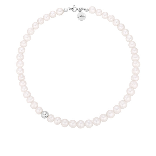 srebrne naszyjniki Srebrny naszyjnik z pereł naturalnych z kulką