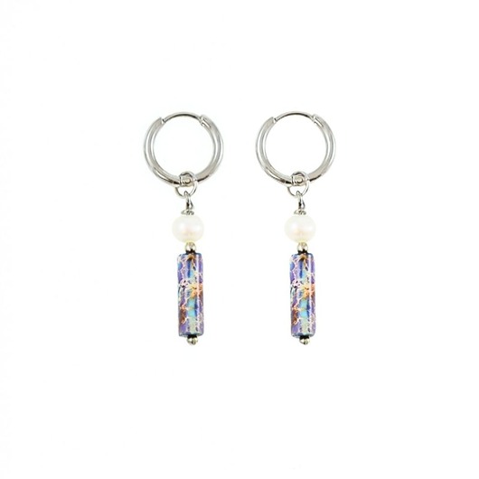 kolczyki - inne Subtelne kolczyki z energetyzującą baryłką Jaspisu cesarskiego i Perłą