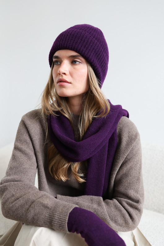szale damskie Szalik Merino&cashmere śliwkowy