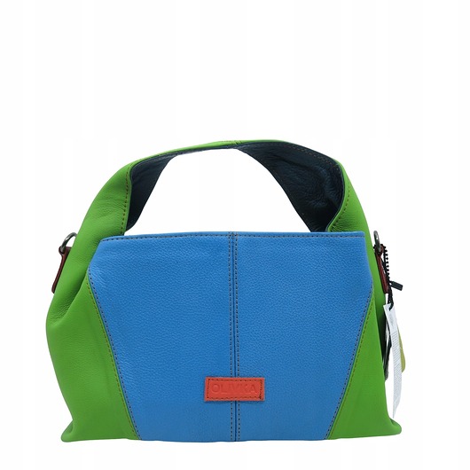 torby na ramię Torebka damska skórzana do ręki ze skrawków skór elegancka kolorowa OLIVKA
