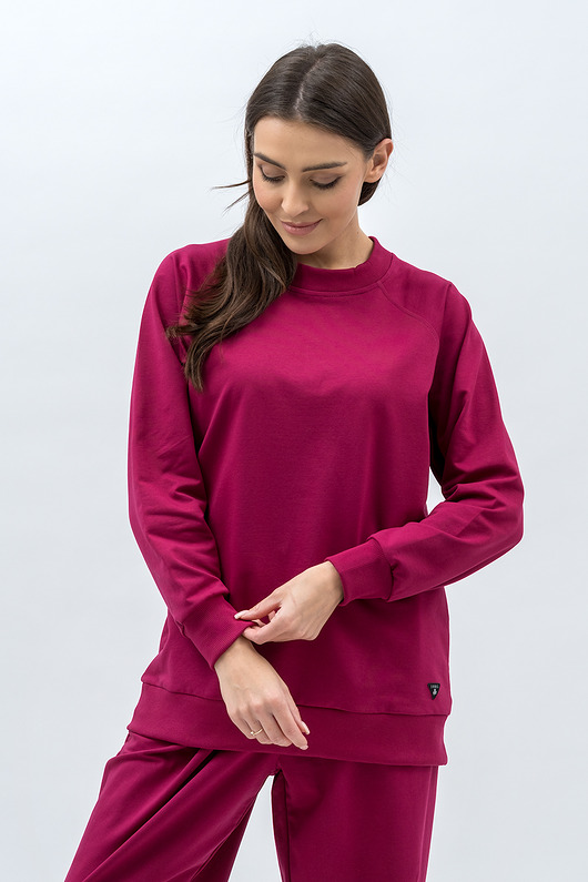 bluza bez kaptura damska Bluza damska raglan basic ,,ADALET" amarant