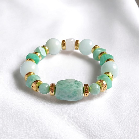 bransoletki z kamieni naturalnych UNIKATOWA bransoletka : amazonit, cytryn, jadeit, złota lawa