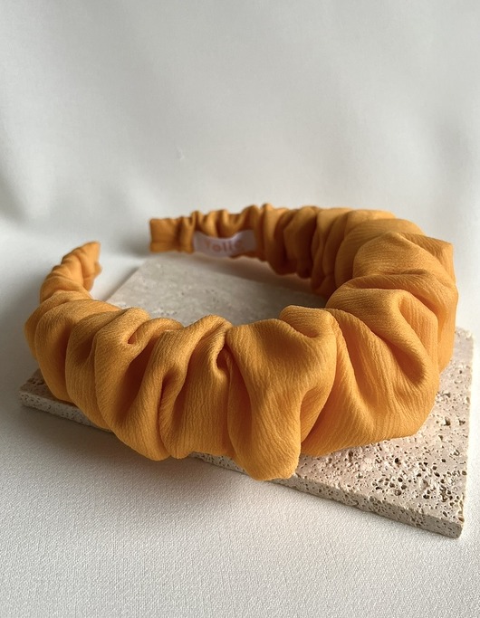 opaski do włosów Jedwabna marszczona opaska Orange Blossom maxi