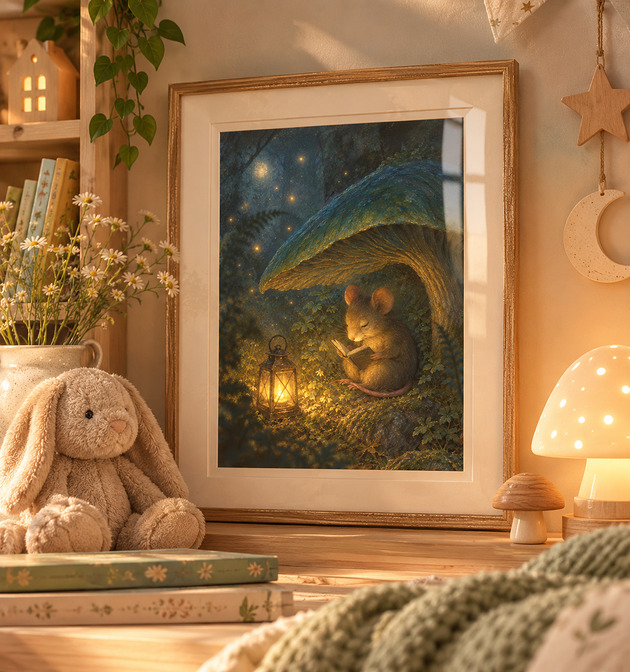 grafiki i ilustracje PLAKAT pokój dziecka las jesienny ilustracja grafika myszka