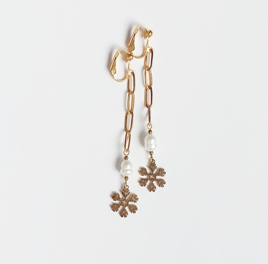 klipsy KLIPSY śnieżynki : długie klipsy : perły : wyjątkowy prezent