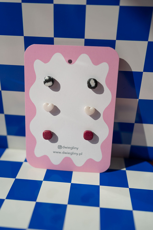 kolczyki z masy plastycznej Zestaw 3 par małych sztyftów