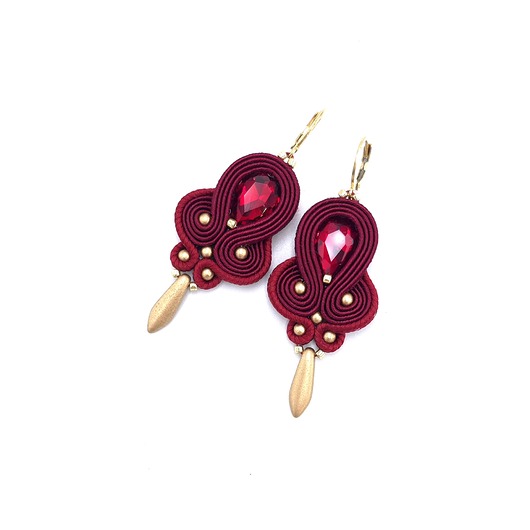 kolczyki soutache Kolczyki sutasz bordowe delikatne romantyczne małe lekkie Olivia