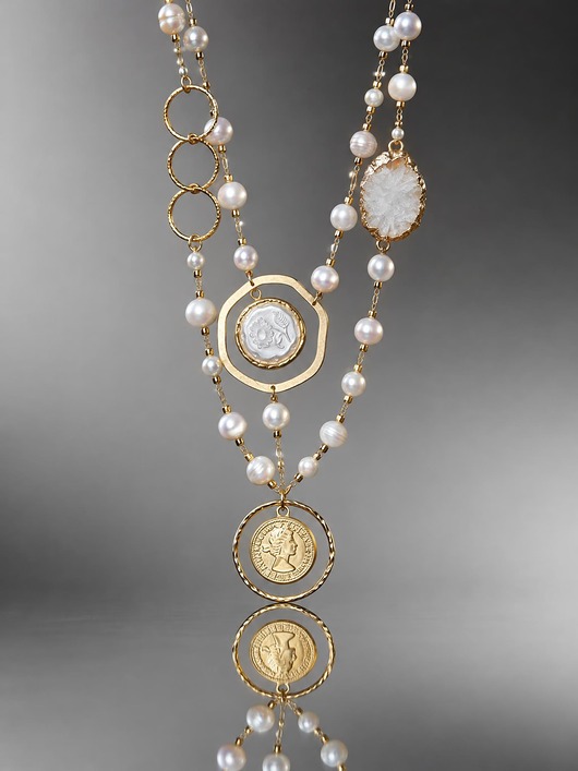 korale Sautoir /white pearls/ vol. 2  - naszyjnik