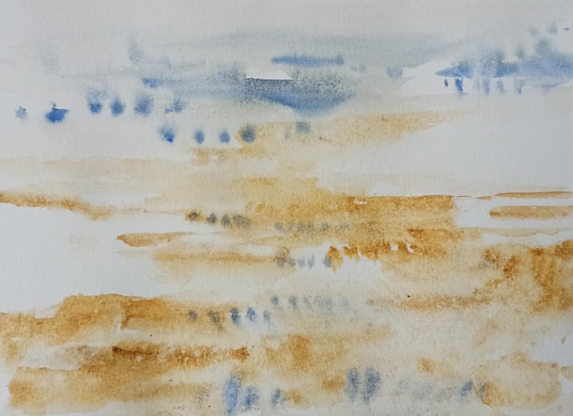 obrazy Akwarela Zamarznięte jezioro oryginalny obraz 300g A4