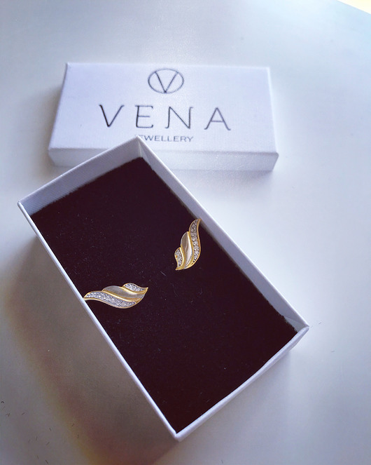 Eleganckie kolczyki pozłacane skrzydła z cyrkoniami VENA Jewellery