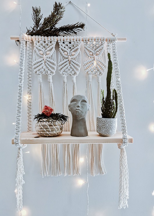 Półka wisząca SOWA makrama 3 SOWA Hygge Macrame