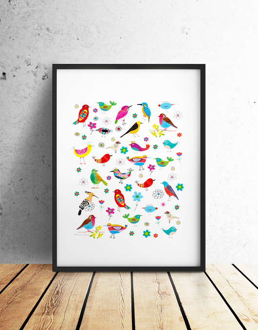 PTAKI Ilustrowany plakat, ilustracja 48x68 71 Prints