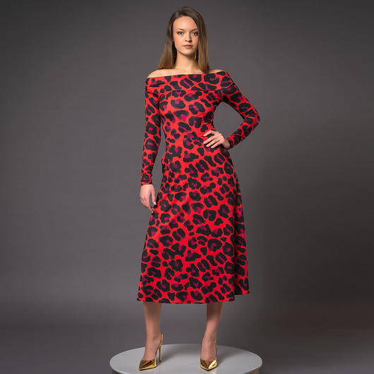 sukienki midi damskie Sukienka z odsłoniętymi ramionami - Sandra Solar Tropic