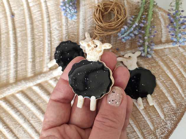 ozdoby wielkanocne Zestaw 3 ceramicznych owieczek wielkanocnych