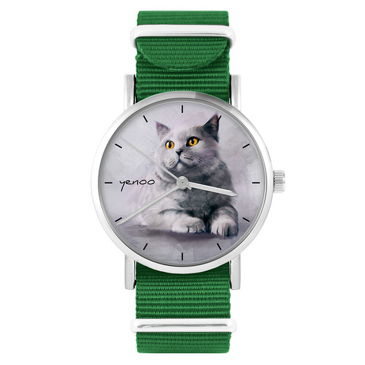 zegarki unisex Zegarek - Kot brytyjski - zielony, nylonowy