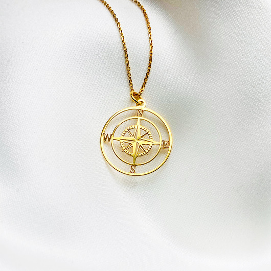 złote naszyjniki Naszyjnik złoty kompas, kulkowy łańcuszek