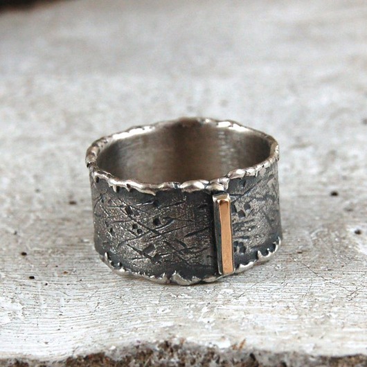 biżuteria męska Srebro złoto szeroka obrączka unisex