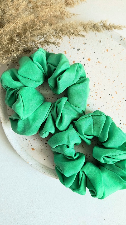 gumki do włosów Scrunchie Jedwabna Zielono mi