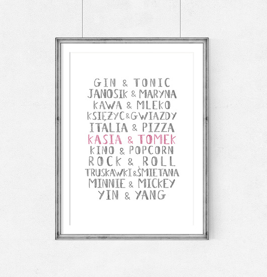 Spersonali. Plakat pary/imiona/ślub/-A2 wejustlikeprints