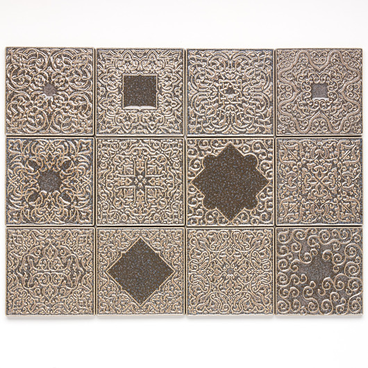 kafle i panele Kafle ręcznie robione dwanaście ornamentów, szaro-brązowe