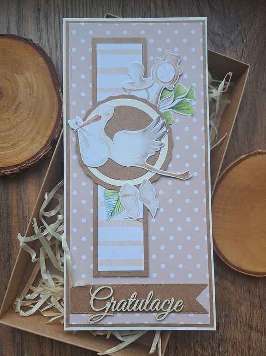 kartki scrapbooking Kartka z okazji narodzin córeczki (w pudełku)
