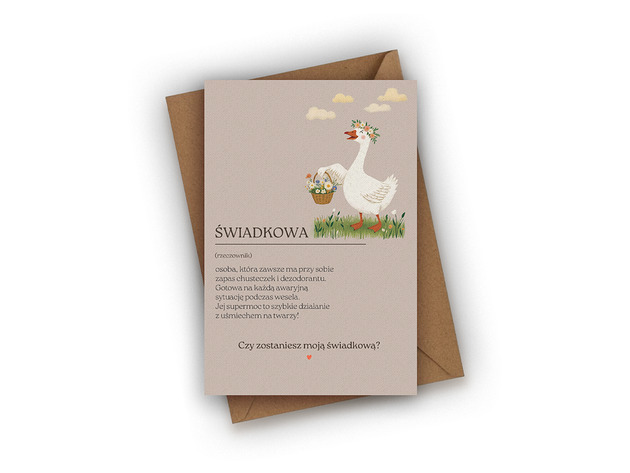 kartki okolicznościowe - wydruki Kartka dla świadkowej- Czy zostaniesz moją świadkową?