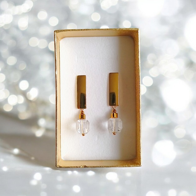 kolczyki z kamieniami Kolczyki kryształowe : kryształ górski : eleganckie sztyfty