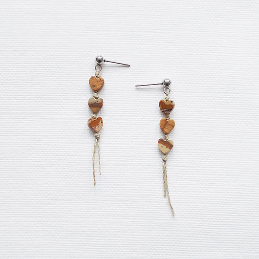 kolczyki z kamieniami Kolczyki serduszka Jaspis