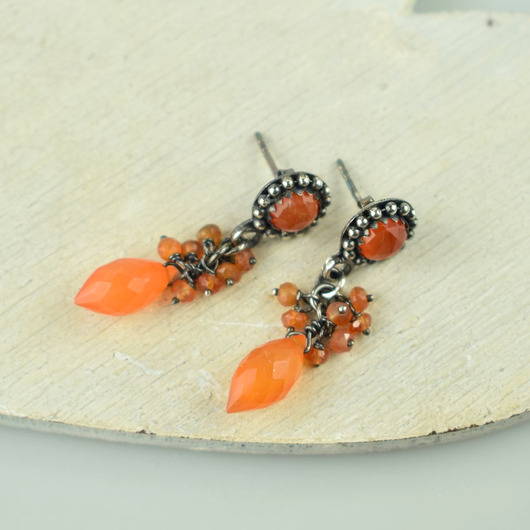 kolczyki srebrne Orange - kolczyki srebrne z karneolem