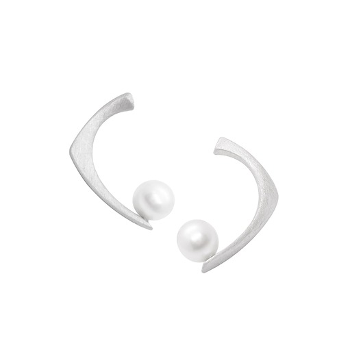 kolczyki srebrne PEARL / satin silver earrings with white pearl