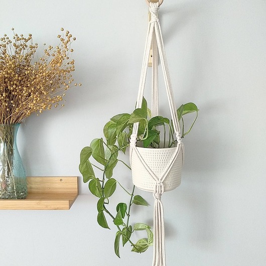 kwietniki Makrama - kwietnik wiszący w stylu boho pleciony ze sznurka dł.95cm