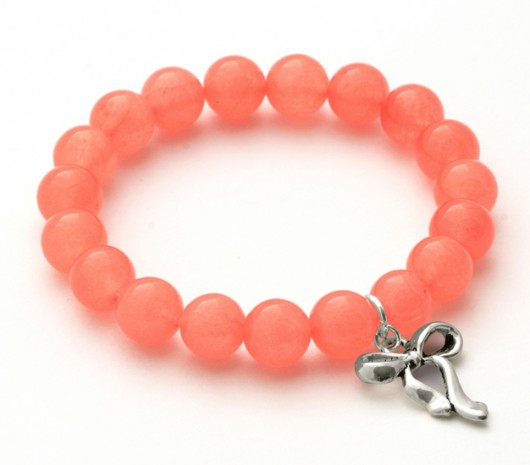 Jade with bow pendant in pink orange. Lavoga